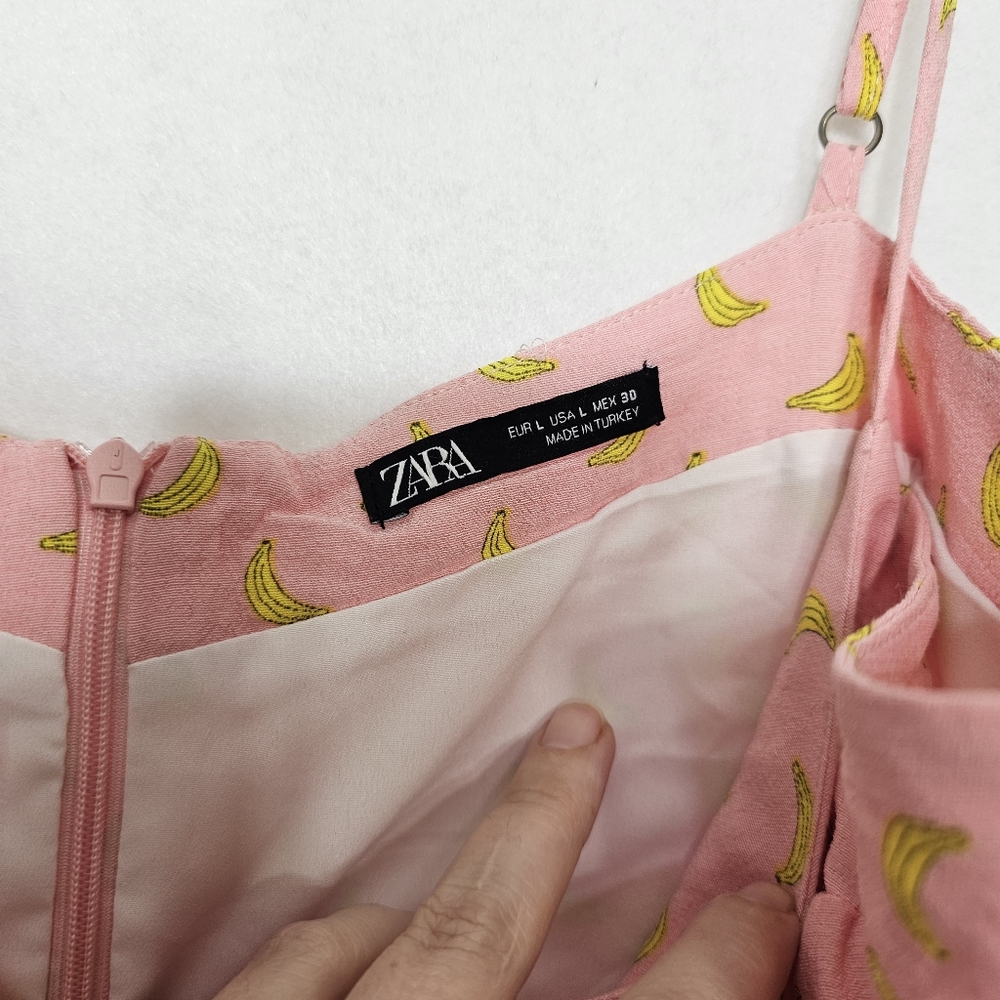 Zara Pink Banana Geometric Print Sleeveless Romper Large - Picture 4 of 12